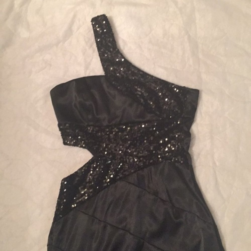 B Smart Juniors Black Gown Dress One Shoulder